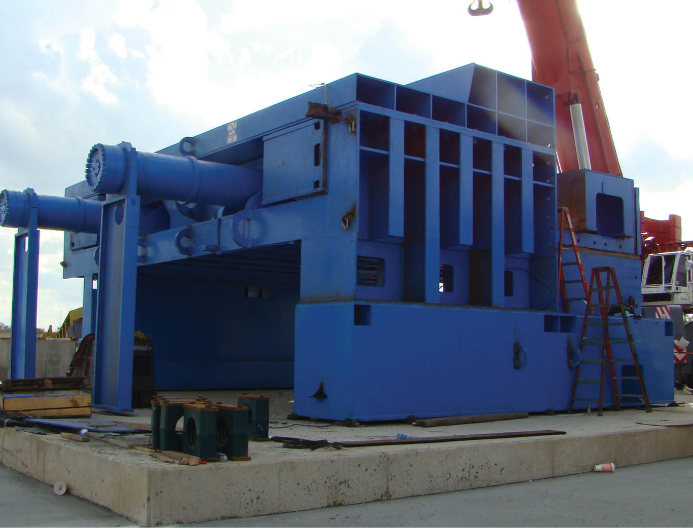 stationary shear being installed